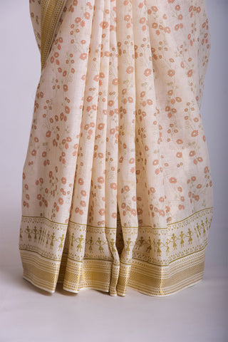 Mangalagiri cotton saree with branches and flower print