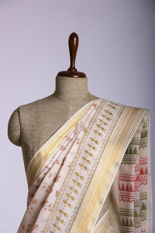 Mangalagiri cotton saree with branches and flower print