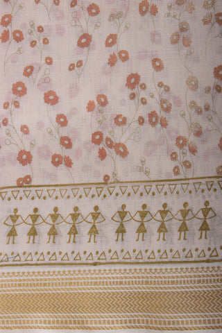 Mangalagiri cotton saree with branches and flower print