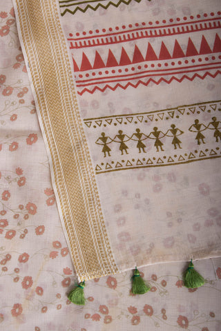 Mangalagiri cotton saree with branches and flower print