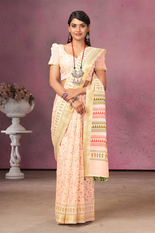 Mangalagiri cotton saree with branches and flower print