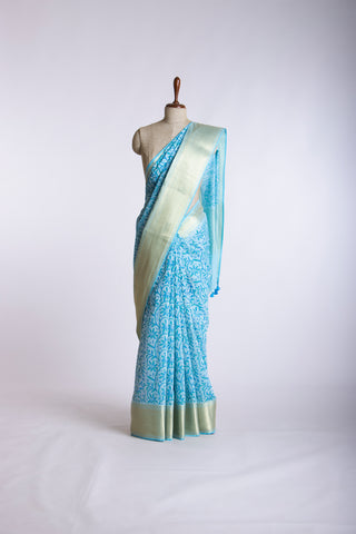 Mangalagiri cotton saree with leafs and brances print