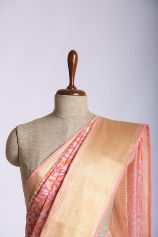 Mangalagiri cotton saree with leafs and brances print