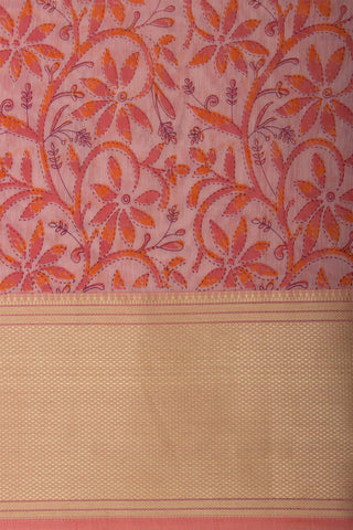 Mangalagiri cotton saree with leafs and brances print