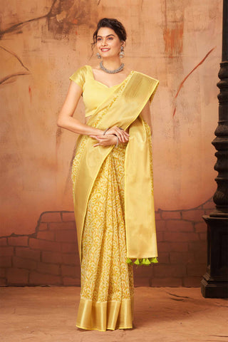 Mangalagiri cotton saree with leafs and brances print