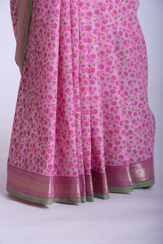 Mangalagiri cotton saree with allover flower print saree