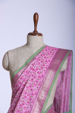 Mangalagiri cotton saree with allover flower print saree