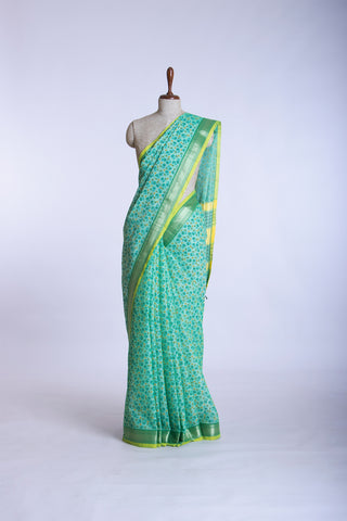 Mangalagiri cotton saree with allover flower print saree