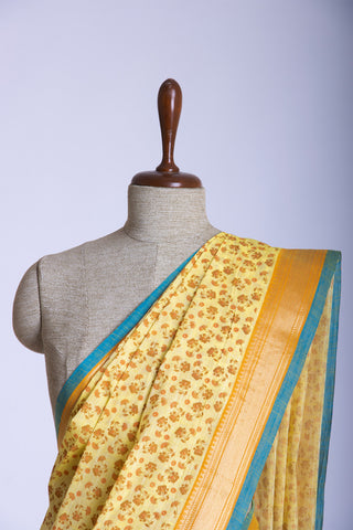 Mangalagiri cotton saree with allover flower print saree