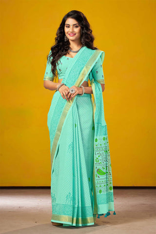 Mangalagiri cotton printed  saree