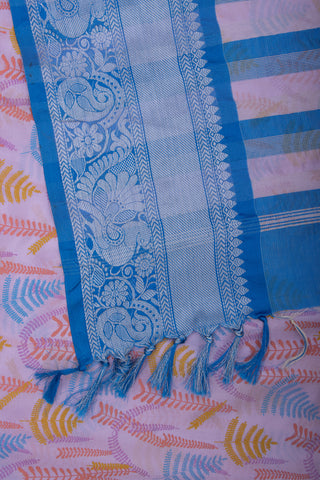 Mangalagiri Silk Pattu Saree With Peacock Weaving Border.