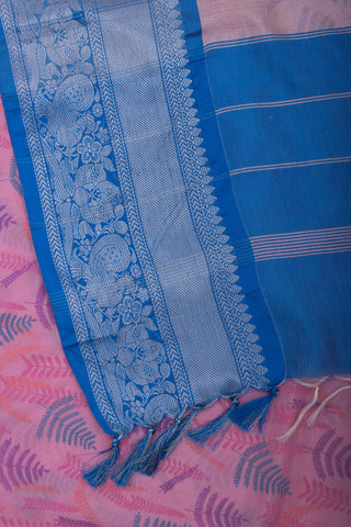 Mangalagiri Silk Pattu Saree With Peacock Weaving Border.