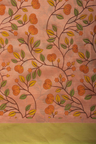 Mangalagiri silk saree with flowers and leafs print