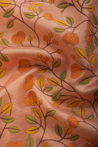 Mangalagiri silk saree with flowers and leafs print