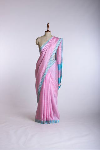 Mangalagiri Silk Sarees With All Over Checks And Printed Border.