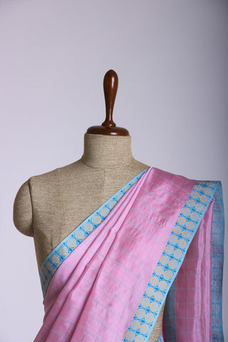 Mangalagiri Silk Sarees With All Over Checks And Printed Border.