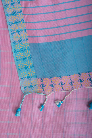 Mangalagiri Silk Sarees With All Over Checks And Printed Border.