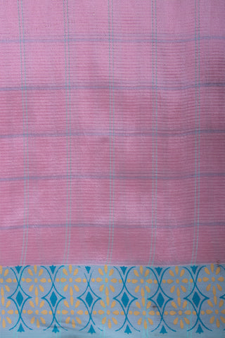 Mangalagiri Silk Sarees With All Over Checks And Printed Border.