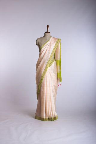 Mangalagiri Silk Sarees With All Over Checks And Printed Border.