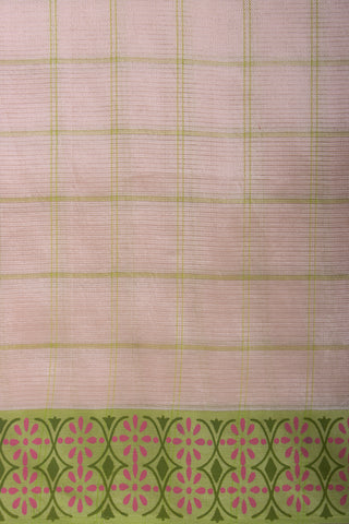 Mangalagiri Silk Sarees With All Over Checks And Printed Border.