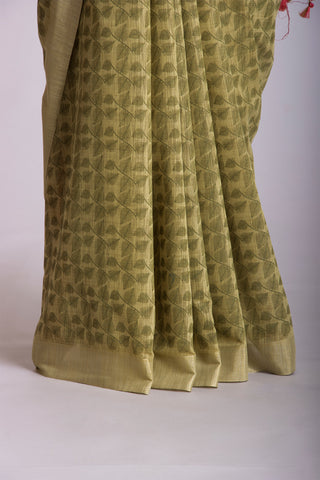 Mangalagiri silk saree with allover leafs print