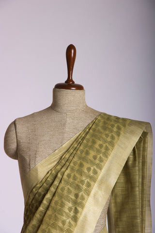 Mangalagiri silk saree with allover leafs print