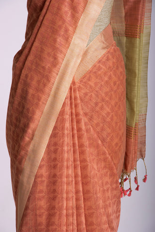 Mangalagiri silk saree with allover leafs print