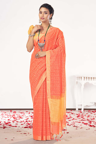 Mangalagiri silk saree with allover leafs print