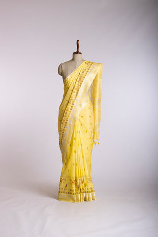 Mangalagiri silk printed saree with texture