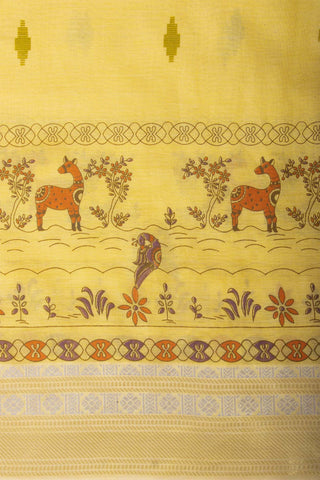 Mangalagiri silk printed saree with texture