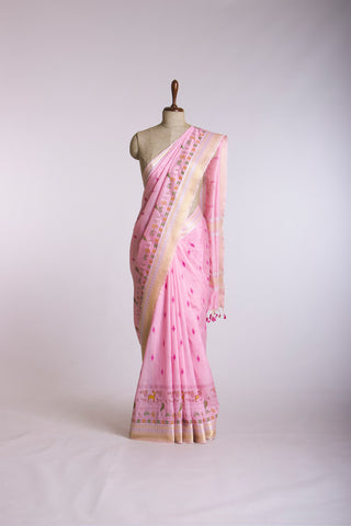 Mangalagiri silk printed saree with texture