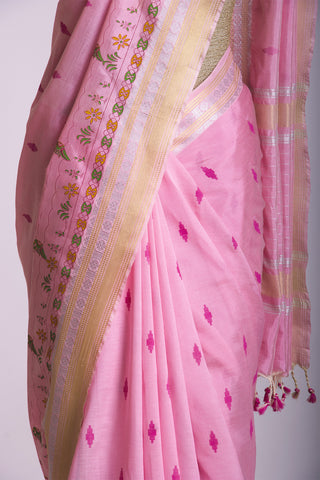 Mangalagiri silk printed saree with texture