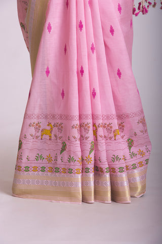 Mangalagiri silk printed saree with texture