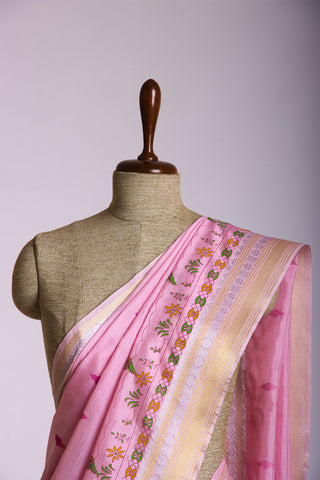 Mangalagiri silk printed saree with texture