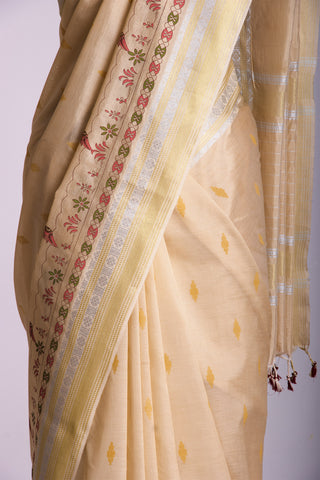 Mangalagiri silk printed saree with texture