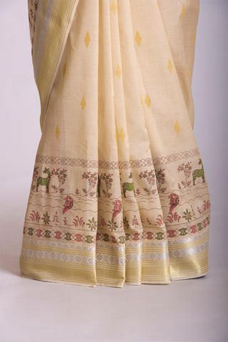 Mangalagiri silk printed saree with texture