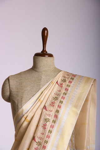 Mangalagiri silk printed saree with texture