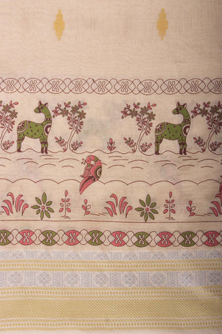 Mangalagiri silk printed saree with texture