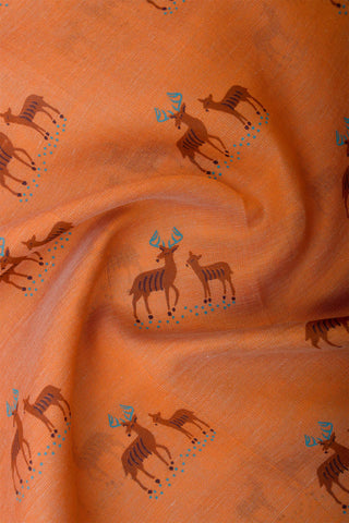 Mangalagiri silk in deers print with texture