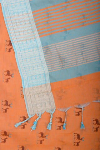 Mangalagiri silk in deers print with texture