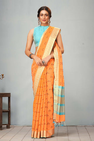 Mangalagiri silk in deers print with texture