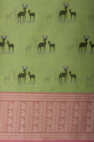 Mangalagiri silk in deers print with texture