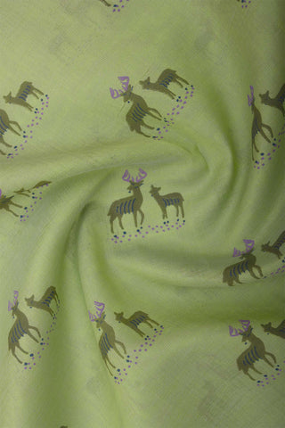 Mangalagiri silk in deers print with texture