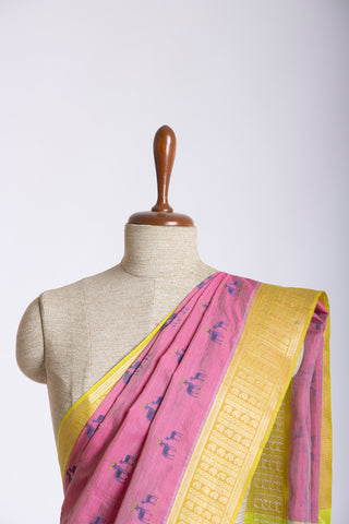 Mangalagiri silk in deers print with texture