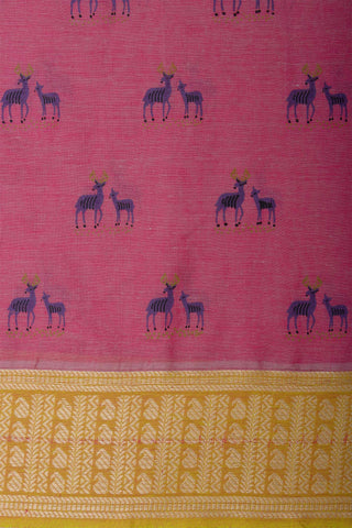 Mangalagiri silk in deers print with texture