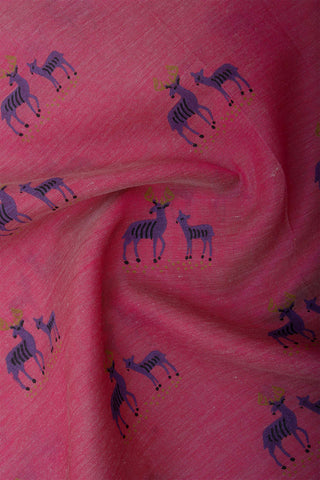 Mangalagiri silk in deers print with texture