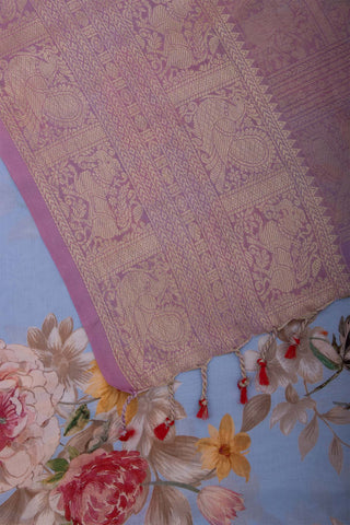 Mangalagiri silk in allover flowers digital print with texture