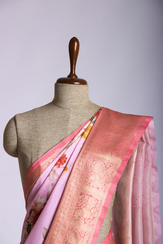 Mangalagiri silk in allover flowers digital print with texture