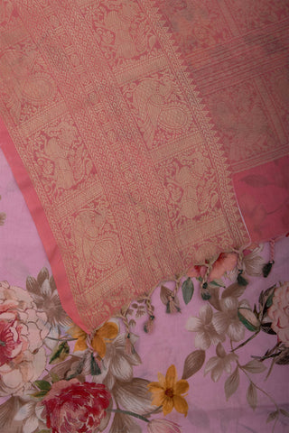 Mangalagiri silk in allover flowers digital print with texture