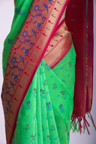 Paithani silk weaving saree with flower print